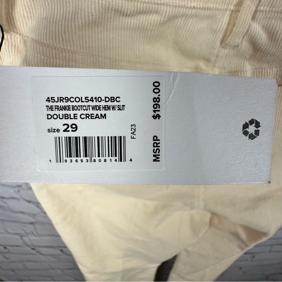 Joe’s Jeans The Frankie Bootcut Mid-Rise Courdroy Slit Hem Double Cream 29 NWT - Picture 8 of 13